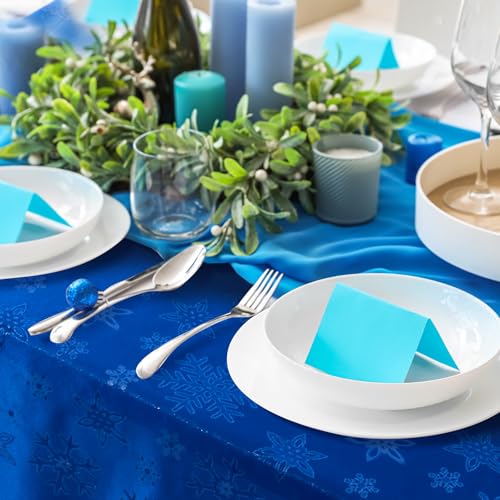 Tegeme Blue Snowflake Tablecloth 60x120 Inches Winter Holiday Decor