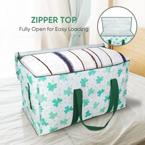 BALEINE 4-Pack Oversized Moving Bags with Reinforced Handles, Heavy-Duty Storage Tote for Clothes, Moving Supplies (Clover, 4-Pack)