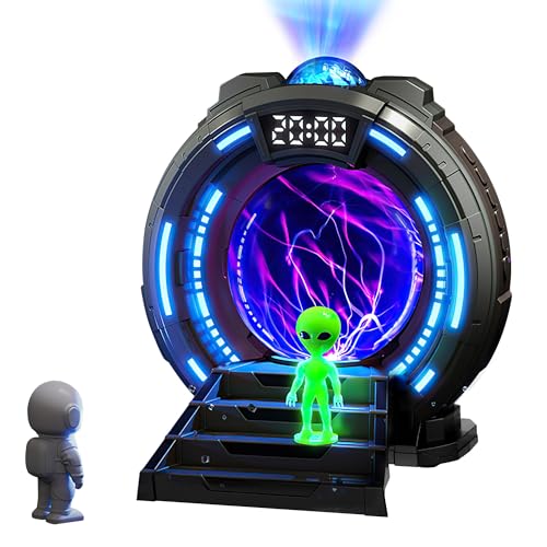 Northern Lights Projector Night Light with Remote, Clock & White Noise—Astronaut Plasma Globe