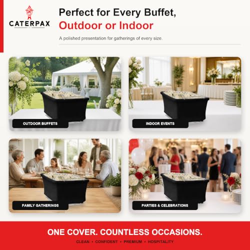 Caterpax Black Chafing Dish Wind Guard Pack of 6 - Slip-On, Machine Washable Buffet Cover