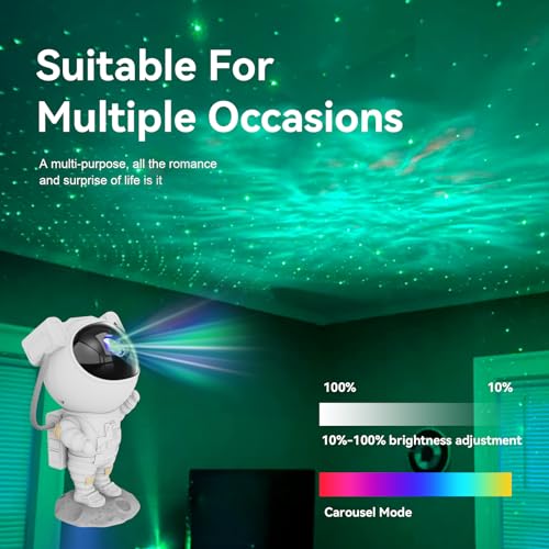 Mooyran White Astronaut Galaxy Night Light Projector with Timer & Remote