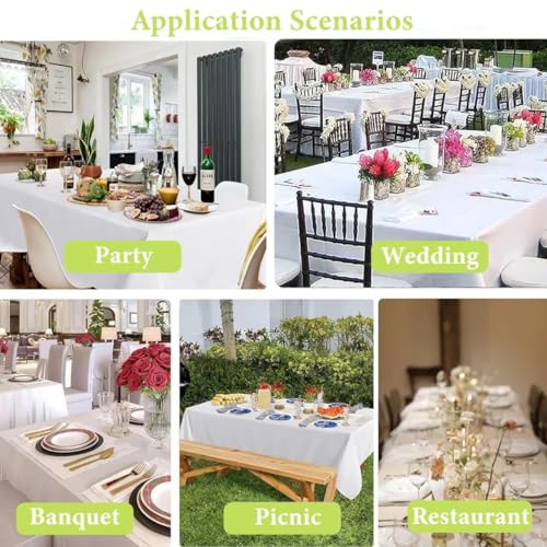 White Paper Tablecloths for Rectangle Tables - 54 x 108 Inches - 12 Pack - Disposable Party Table Cover - Wedding & Event Decor