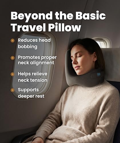 Everlasting Comfort Gray Large Memory Foam Travel Neck Pillow - Airplane Support Pillow for Long Flights