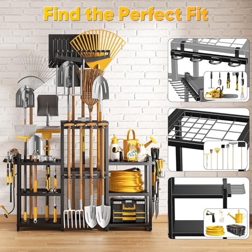 Large Garden Tool Organizer Rack - Holds Up to 86 Tools, Heavy Duty Yard Storage for Garage & Shed