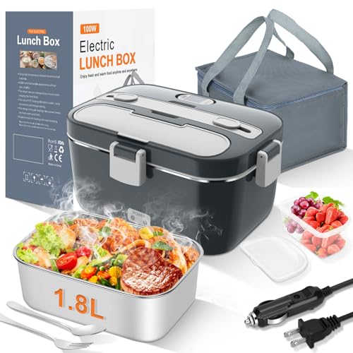 DUPASU Electric Lunch Box Food Warmer 1.8L with Salad Container, Grey Variants