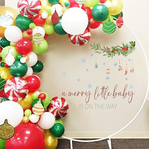 A Merry Little Baby is On The Way Decal - Christmas Theme Baby Shower Decorations£¬Gender-Revealing Decoration,Balloon Arch Decor