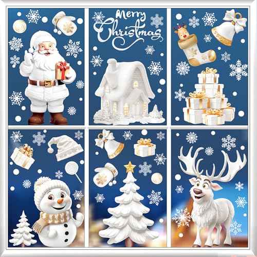 190PCS Christmas Window Clings Stickers ? Holiday Decals for Home, Office, Classroom & Glass Decor, Reusable Decoracion de Navidad