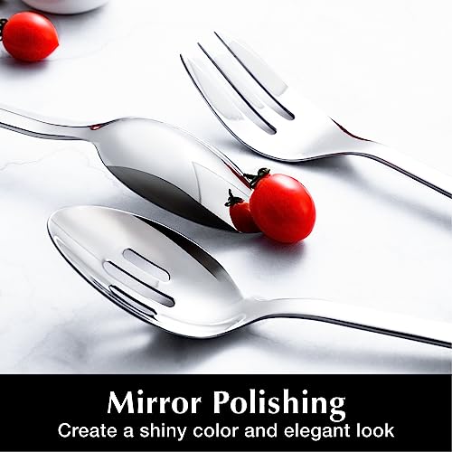KINGSTONE 8-Piece Large Silver Serving Utensils Set - 18/10 Stainless Steel