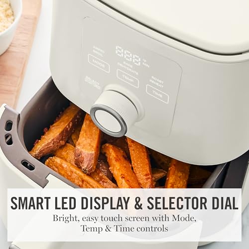 Martha Stewart 6-Quart Air Fryer with 6 Presets - Space Saving, Linen Cream