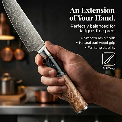 The Epicurean Cook Tidal Black 4-Inch Damascus Paring Knife