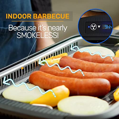 CUSIMAX Black Indoor Smokeless Electric Grill 1500W with Single Plate