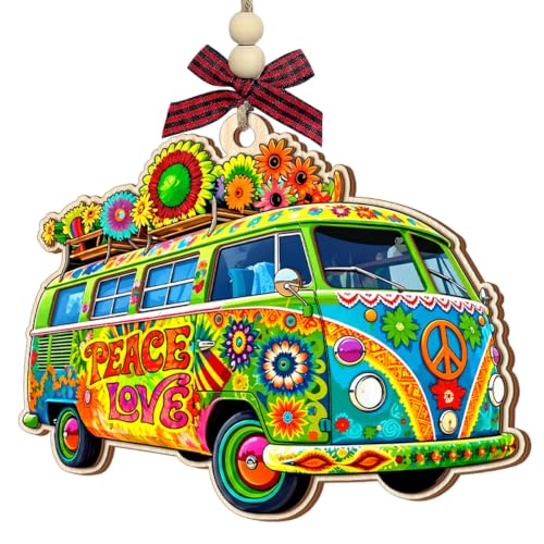 Hippie Christmas Ornament 2026 - Boho Decor for Women & Men, Peace & Love Design