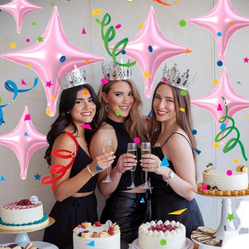 Pink Star Balloon,15Pcs Pink Star Foil Balloon,26/18/10 Inch Quadrangle Helium Balloons for Valentine's Day Graduation Wedding Birthday Prom Anniversary Baby Shower Party Decorations