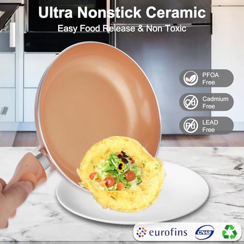Nonstick Cookware Set with Copper Ceramic Coating - 11pcs, Stay Cool Handles - Variation HC2021-11A