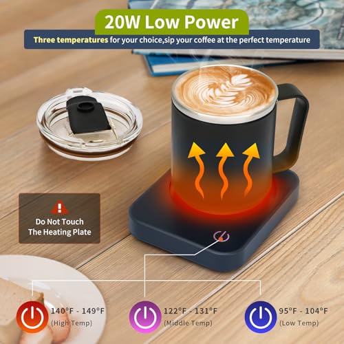 VOBAGA Blue Coffee Mug Warmer Set with Auto Shut Off, 15 oz Drinkware & 3 Temperature Levels