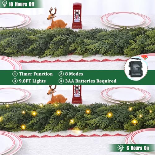 Yastouay 9 ft Cedar Christmas Garland with Lights | Real Touch Fuller Pine for Mantle