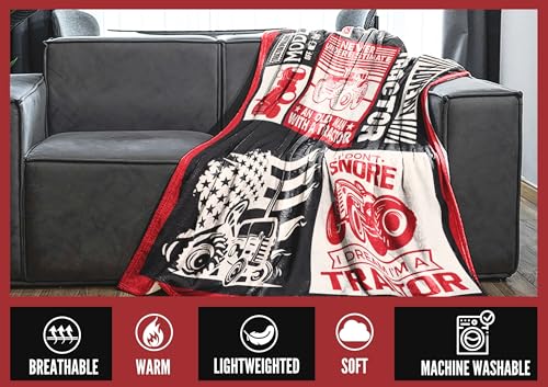 Huglanket Red Tractor Gifts Blanket - 50x65 in Flannel Throw for Farm Lovers, Funny Tractor Quote