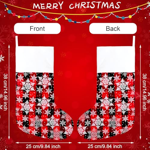 Tatuo 8-Pack Christmas Stockings 15in Buffalo Plaid Fireplace Decor
