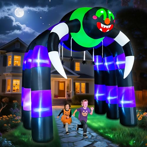 10FT Giant Halloween Inflatable Spider Arch with LED Lights for Outdoor Decoration