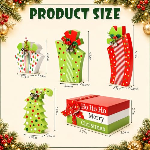 TREWAVE 7-Piece Wooden Christmas Centerpieces for Table – Rustic Holiday Decor