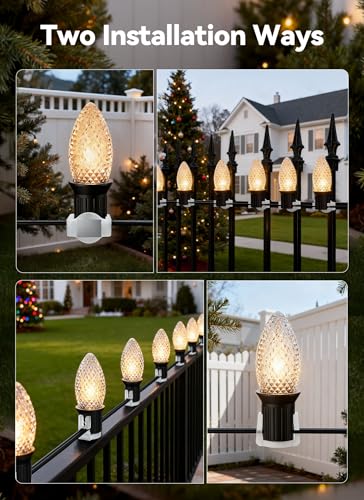 Brightown 100-Pack Magnetic Christmas Light Clips for C7/C9 Sockets White - Reusable