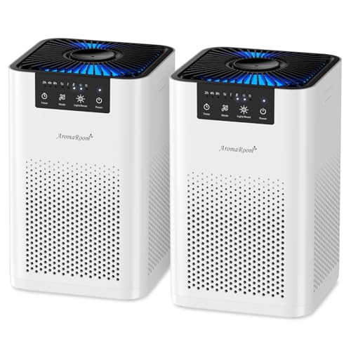 AromaRoom Air Purifier 2-Pack for Bedroom & Dorm, White & Black AP102