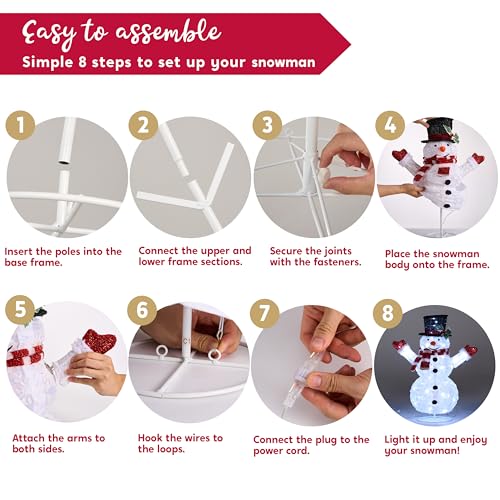 Joiedomi 3-Pack Christmas Snowman Yard Decor with LED Lights - White & Red Scarves
