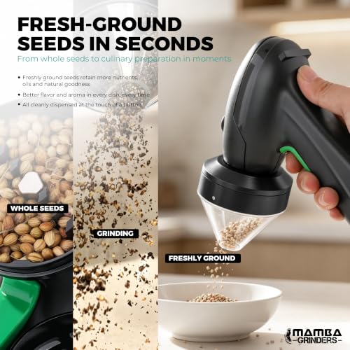 63mm Electric Seed Grinder - Rechargeable USB-C Spice Mill, Black