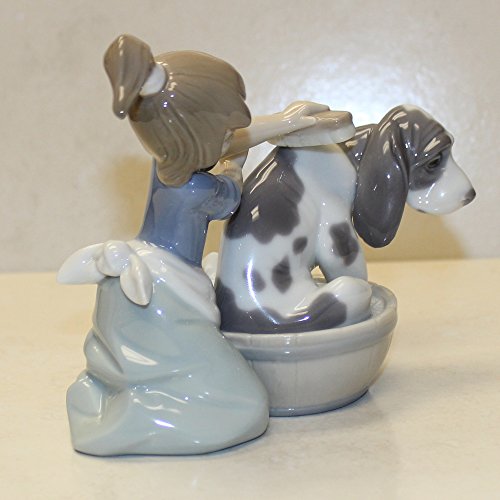 LLADRÓ Bashful Bather Dog Figurine - Handmade Porcelain Artwork