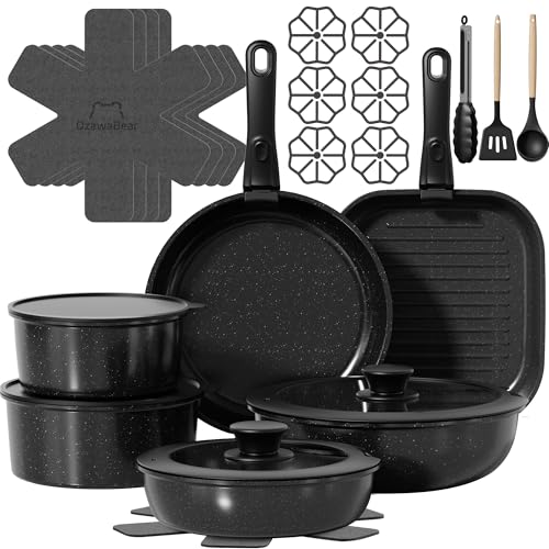 26 Pcs Pots and Pans Set Non Stick, Detachable Handle Cookware
