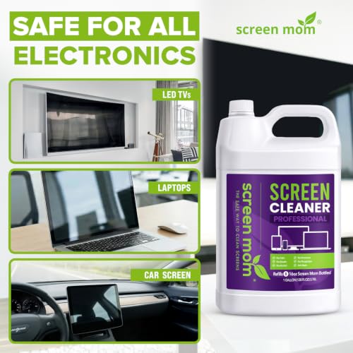 Screen Mom Screen Cleaner Spray 1-Gallon Refill with Dispenser - Streak-Free for TV, Laptop, Car & Monitor (128 Fl Oz)
