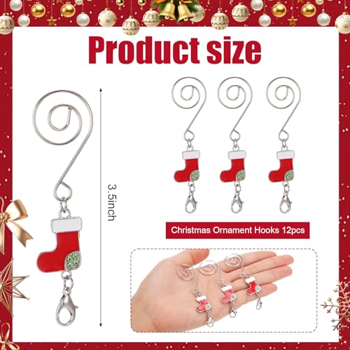 12 Pcs Christmas Tree Ornament Hooks with Lobster Claw & Boot Design