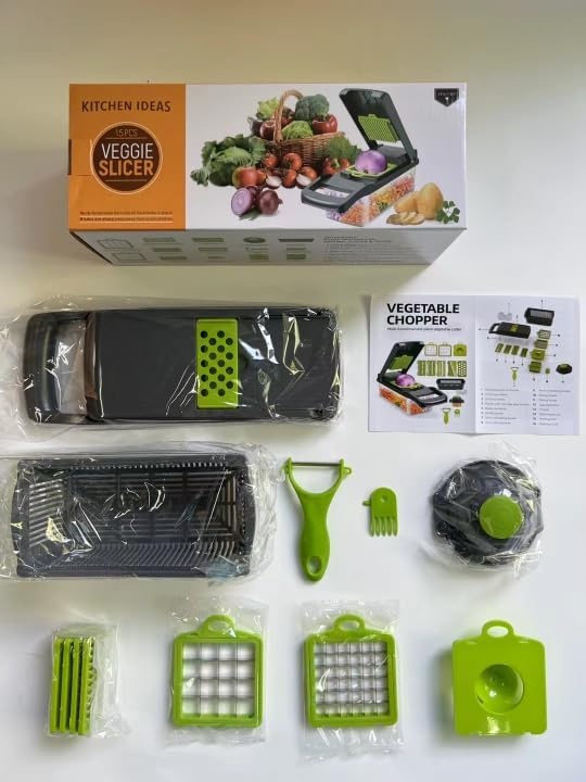 Skiennix 16-in-1 Vegetable Chopper - Multifunctional Veggie Dicer & Mandoline Slicer with Container