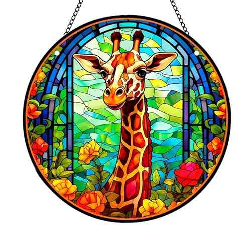 MATIHAY Giraffe Acrylic Window Hanging - Funny Giraffe Wall Decor Tropical Party Decorations, Giraffe Room Decor for Nursery New Home Gifts (S, Giraffe)