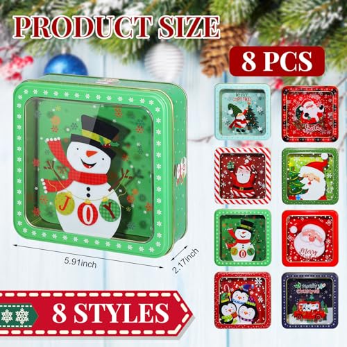 Tioncy 8 Pcs Large Christmas Cookie Tins with Lids – Classic Gift Box Set