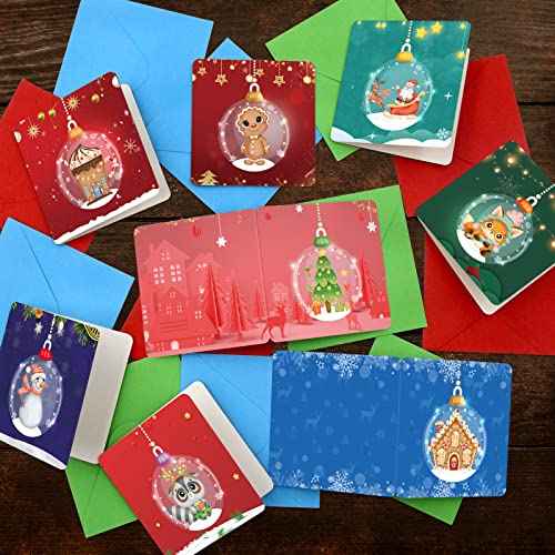 ceiba tree Mini Christmas Cards Ornament Greeting Card Happy Holiday Note Card 24 Pack with Envelopes and Stickers for Classroom Home Office Business