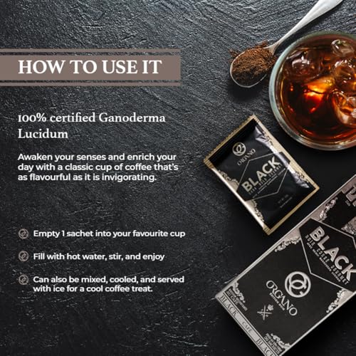 Organic Gourmet Black Coffee with Ganoderma Lucidum - 30 Sachets