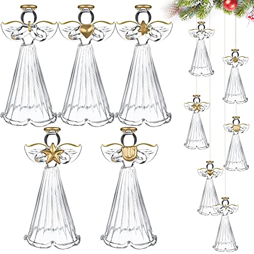 Jetec 48 Pcs Christmas Glass Angel Ornaments Clear Mini Tree Hanging Decor (48 pieces)