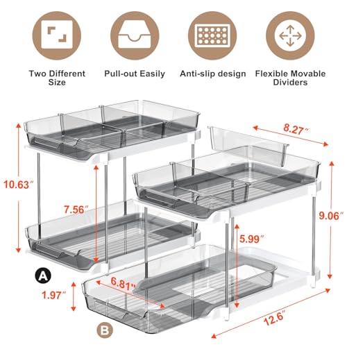 Grey 2-Pack Multi-Purpose Under Sink & Pantry Organizer with Pull-Out Drawers
