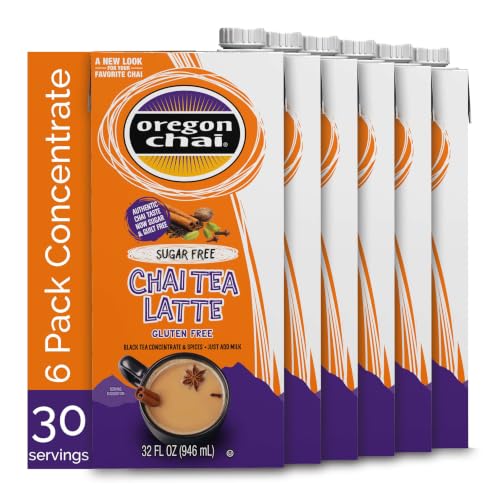 Sugar Free Chai Concentrate 32 Fl Oz Pack of 6 - Spiced Black Tea Latte