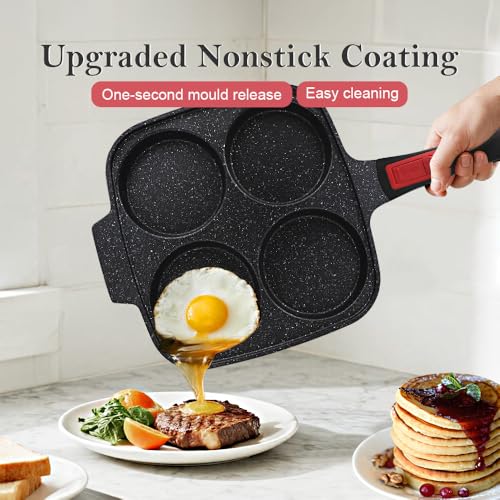 Large Nonstick Egg Pan with Lid - 10 Inch Pancake & Omelette Frying Pan, Black Variation