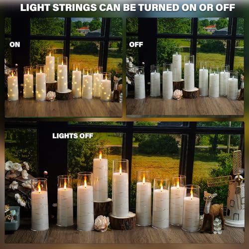 White Flickering Flameless LED Candle Set with Star String - Remote Controlled, Battery Operated, 24 Pieces