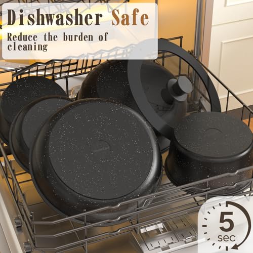 Umite Chef Black 21-Piece Non-Stick Ceramic Cookware Set with Detachable Handles