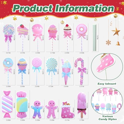 18 Pcs Giant Lollipop Christmas Tree Ornaments - Candy Decor 30 cm for Holiday Festivities