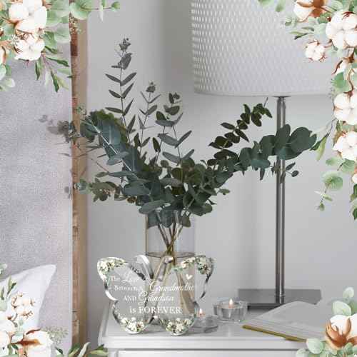 Jetec Grandma Gift Birthday Christmas Acrylic Gift Butterfly Shape Grandmother Sign from Granddaughter Grandson Thoughtful Mother's Day Ideas(Butterfly Grandson)