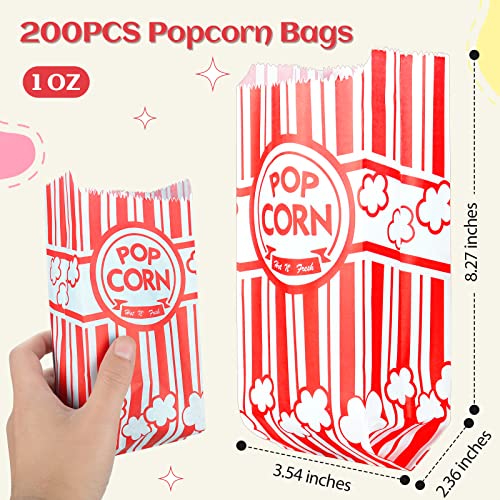 Essenya 202 Pcs Popcorn Bags Set with Scoop & Salt Shaker for Movie Night