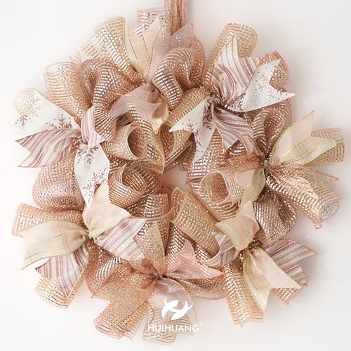 Deluxe Rose Gold Foil Deco Mesh 10in Roll – 30ft, for Wreaths, Garlands, Christmas Decor