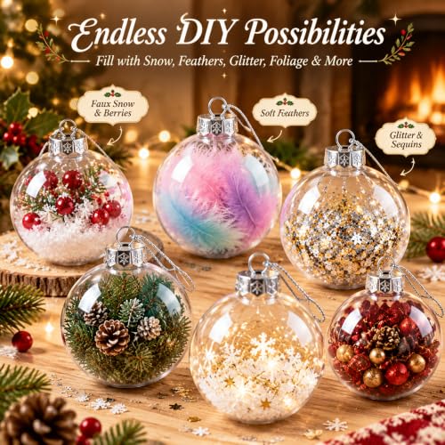 3.15 inch Christmas Balls,12PCS Clear Plastic Ornament Balls,DIY