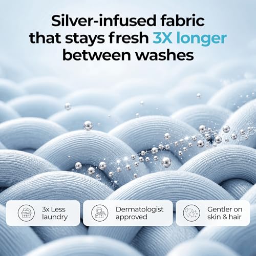 Ice Blue Silvery Silver Infused King Bed Sheets Set - Ultra-Soft Temperature-Regulating & Self-Cleaning Technology