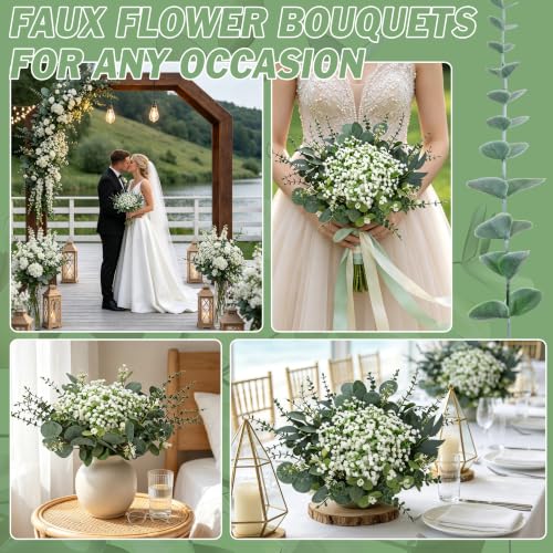 Artificial Eucalyptus Stems Bulk 200 Pieces for DIY Floral Arrangements & Wedding Decor